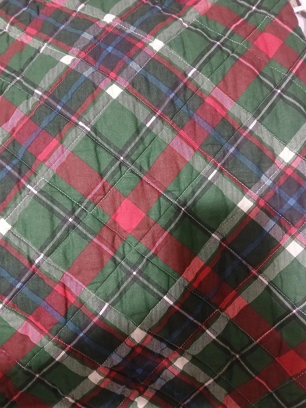 Quilted Plaid  Pillow Sham with Gingham Accent